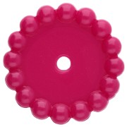 Perles rondelles 15 mm avec petites boules en résine opaque - Magenta foncé x6