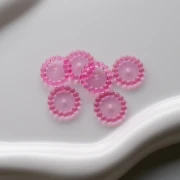 Perles rondelles 15 mm avec petites boules en résine transparente - Rose x6