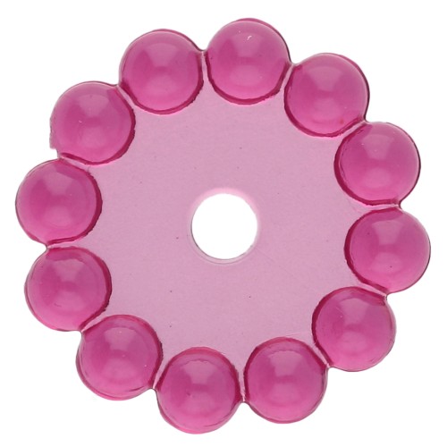 Perles rondelles 10 mm avec petites boules en résine transparente - Fuchsia x10