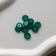 Perles rondelles 10 mm avec petites boules en résine transparente - Vert foncé x10
