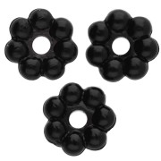 Perles rondelles fleur 6 mm en résine - Noir x15