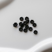Perles rondelles fleur 6 mm en résine - Noir x15