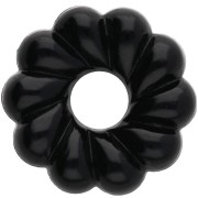 Perles rondelles 18 mm effet torsadé en résine opaque - Noir x4