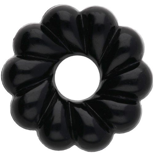 Perles rondelles 18 mm effet torsadé en résine opaque - Noir x4