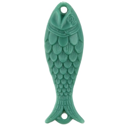 Intercalaire poisson 27x9 mm en résine - Vert turquoise x1
