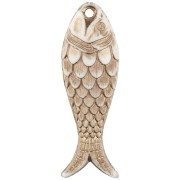 Pendentif poisson 27x9 mm en résine - Ivoire Doré x1
