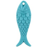 Pendentif poisson 27x9 mm en résine - Turquoise x1