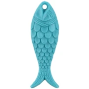 Pendentif poisson 27x9 mm en résine - Turquoise x1