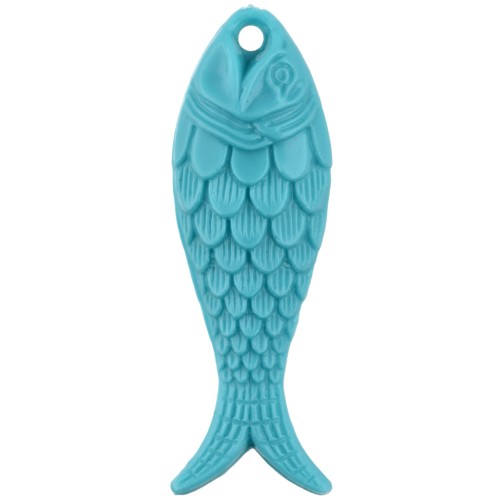Pendentif poisson 27x9 mm en résine - Turquoise x1