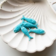 Pendentif poisson 27x9 mm en résine - Turquoise x1