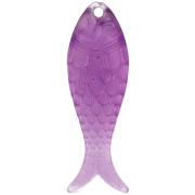 Pendentif poisson 27x9 mm en résine - Violet translucide x1