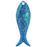 Pendentif poisson 27x9 mm en résine - Marbré Multi-bleu x1