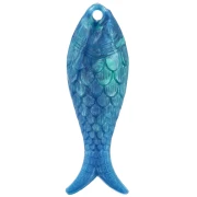 Pendentif poisson 27x9 mm en résine - Marbré Multi-bleu x1