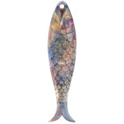 Pendentif poisson 48x11.5 mm en résine - Marbré multicolore - Doré x1