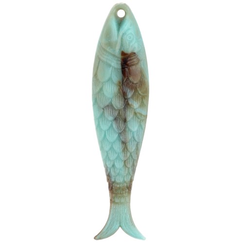Pendentif poisson 48x11.5 mm en résine - Turquoise marbré x1