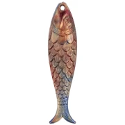 Pendentif poisson 48x11.5 mm en résine - Bronze - Marbré multicolore x1