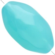 Perle olive irrégulière martelée 30x18 mm en résine translucide - Bleu Caraïbes x1