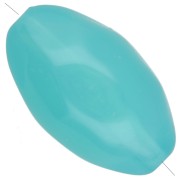 Perle olive irrégulière martelée 24x15 mm en résine translucide - Bleu Caraïbes x1