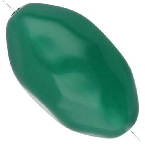 Perle olive irrégulière martelée 24x15 mm en résine translucide - Jade x1
