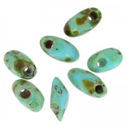 Long Magatama Miyuki 4x7 mm LMA-4514 - Op Turquoise Blue Picasso x 10g|raw }}