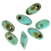 Long Magatama Miyuki 4x7 mm LMA-4514 - Op Turquoise Blue Picasso x 10g