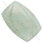 Perle rectangle strié 25x17 mm en résine - Vert de gris pailleté doré x1