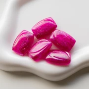 Perle rectangle strié 25x17 mm en résine - Fuchsia pailleté doré x1