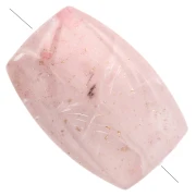 Perle rectangle strié 25x17 mm en résine - Rose pâle pailleté doré x1