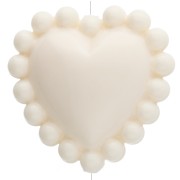 Perle cœur 17.5 mm avec mini boules en résine opaque - Ivoire x1