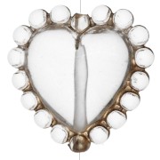 Perle cœur 17.5 mm avec mini boules en résine transparente - Crystal - Doré x1