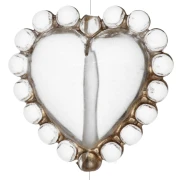 Perle cœur 17.5 mm avec mini boules en résine transparente - Crystal - Doré x1