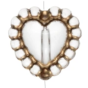 Perles cœur 10 mm avec mini boules en résine transparente - Crystal - Doré x4