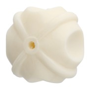 Perles rondelles travaillés 16 mm en résine opaque - Ivoire x4