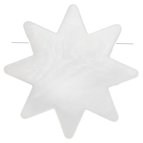Perle soleil 28 mm en résine opaque - Blanc marbré effet mat x1