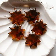 Perle soleil 28 mm en résine transparente - Ambre marbré x1