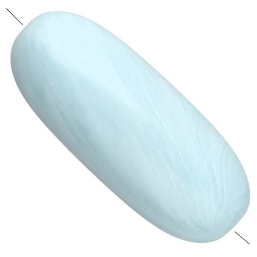 Perle olive 34x14 mm en résine opaque - Marbré Baby blue x1