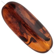 Perle olive 34x14 mm en résine translucide - Ambre marbré x1