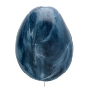 Perle plate irrégulière 25x20 mm en résine opaque - Bleu pétrole marbré x1