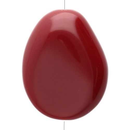 Perle plate irrégulière 25x20 mm en résine opaque - Bordeaux x1