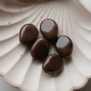 Perle plate irrégulière 22x17 mm en résine opaque - Chocolat marbré x1