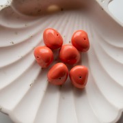 Perles nuggets 12x15 mm en résine opaque - Rose Corail x6