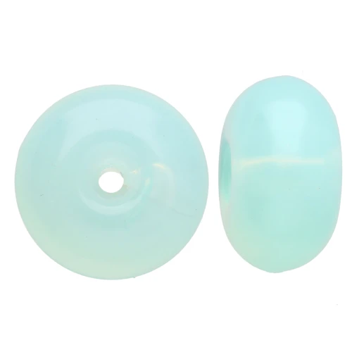 Perles rondelles 12x7 mm en résine translucide - Vert d'eau x6