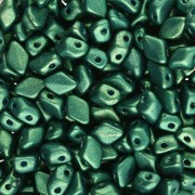 Perles en verre Mini Gemduo 2 trous 6x4 mm - Gold Shine Dark Green x5g