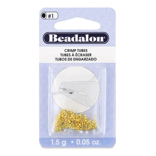 Perles tubes à écraser 1.2x1 mm - Beadalon - Doré x160