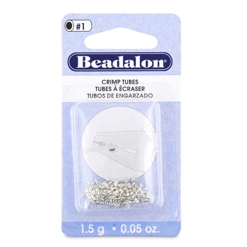 Perles tubes à écraser 1.2x1 mm - Beadalon - Argenté x160