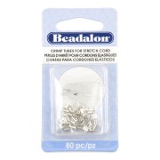 Perles tubes à écraser 2x1.6 mm pour cordon élastique 0.5 mm - Argenté x80