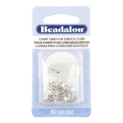 Perles tubes à écraser 2x1.6 mm pour cordon élastique 0.5 mm - Argenté x80