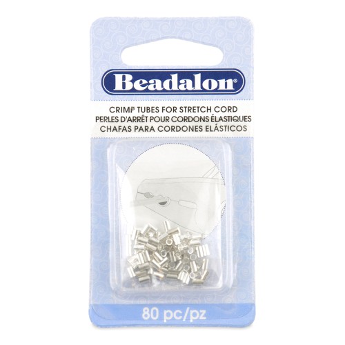 Perles tubes à écraser 2x1.6 mm pour cordon élastique 0.5 mm - Argenté x80