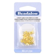 Perles tubes à écraser 3x2 mm pour cordon élastique 0.8 mm - Doré x80