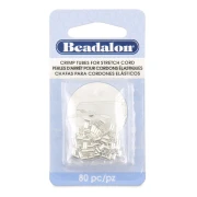 Perles tubes à écraser 3x2 mm pour cordon élastique 0.8 mm - Argenté x80